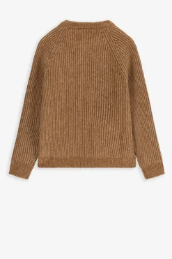 Bruine gebreide trui met raglan mouwen