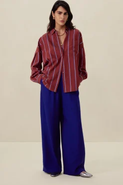 Bruine gestreepte blouse