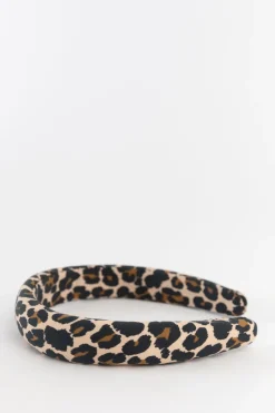 Bruine haarband met leopard print