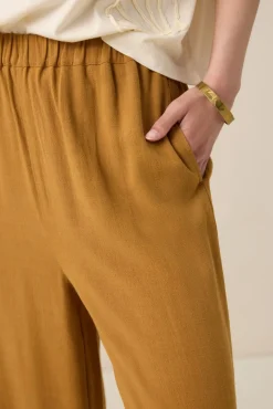 Bruine high waist wide leg broek