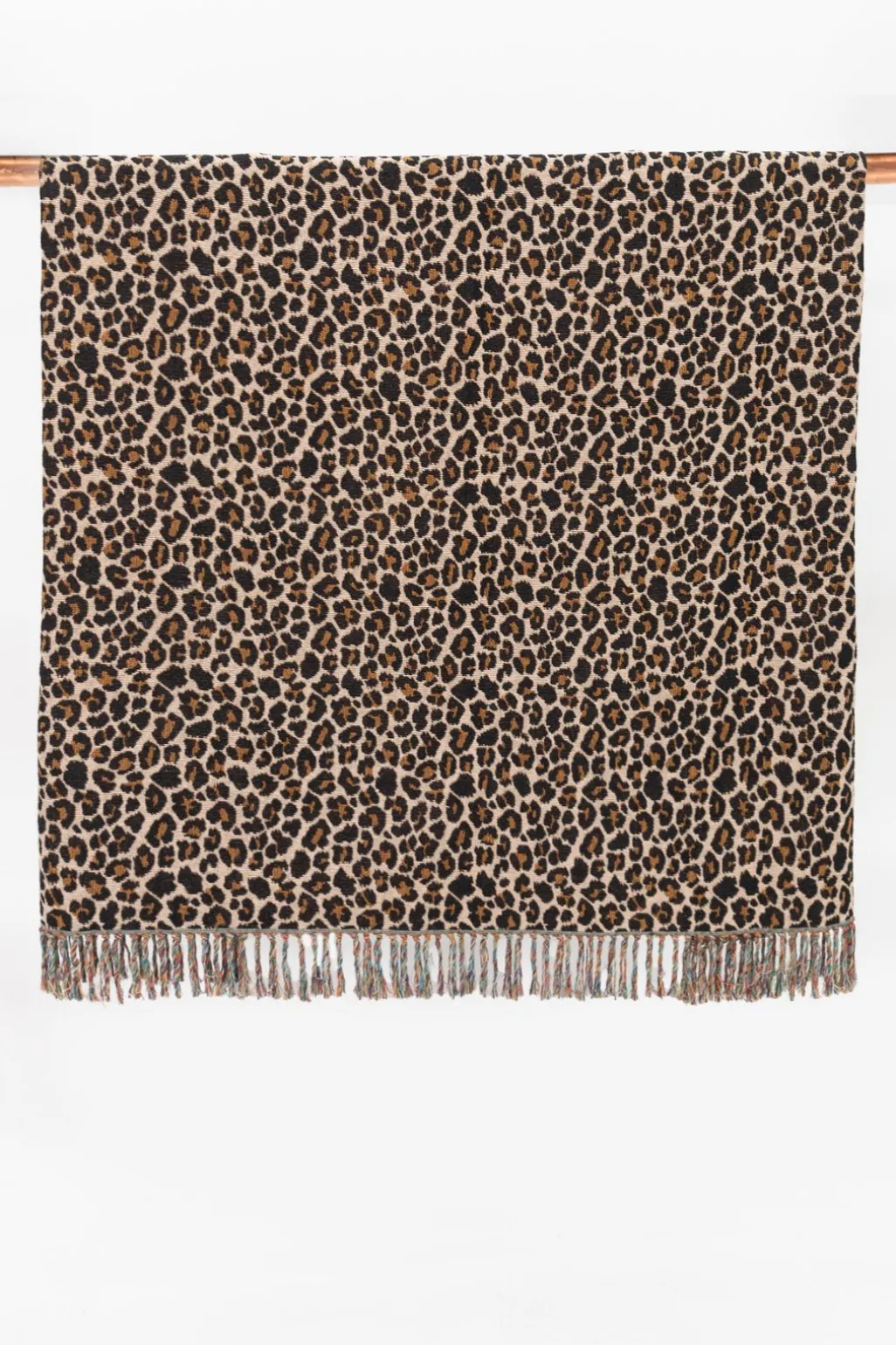 Bruine jacquard geweven sprei met leopard print (200x250 CM)