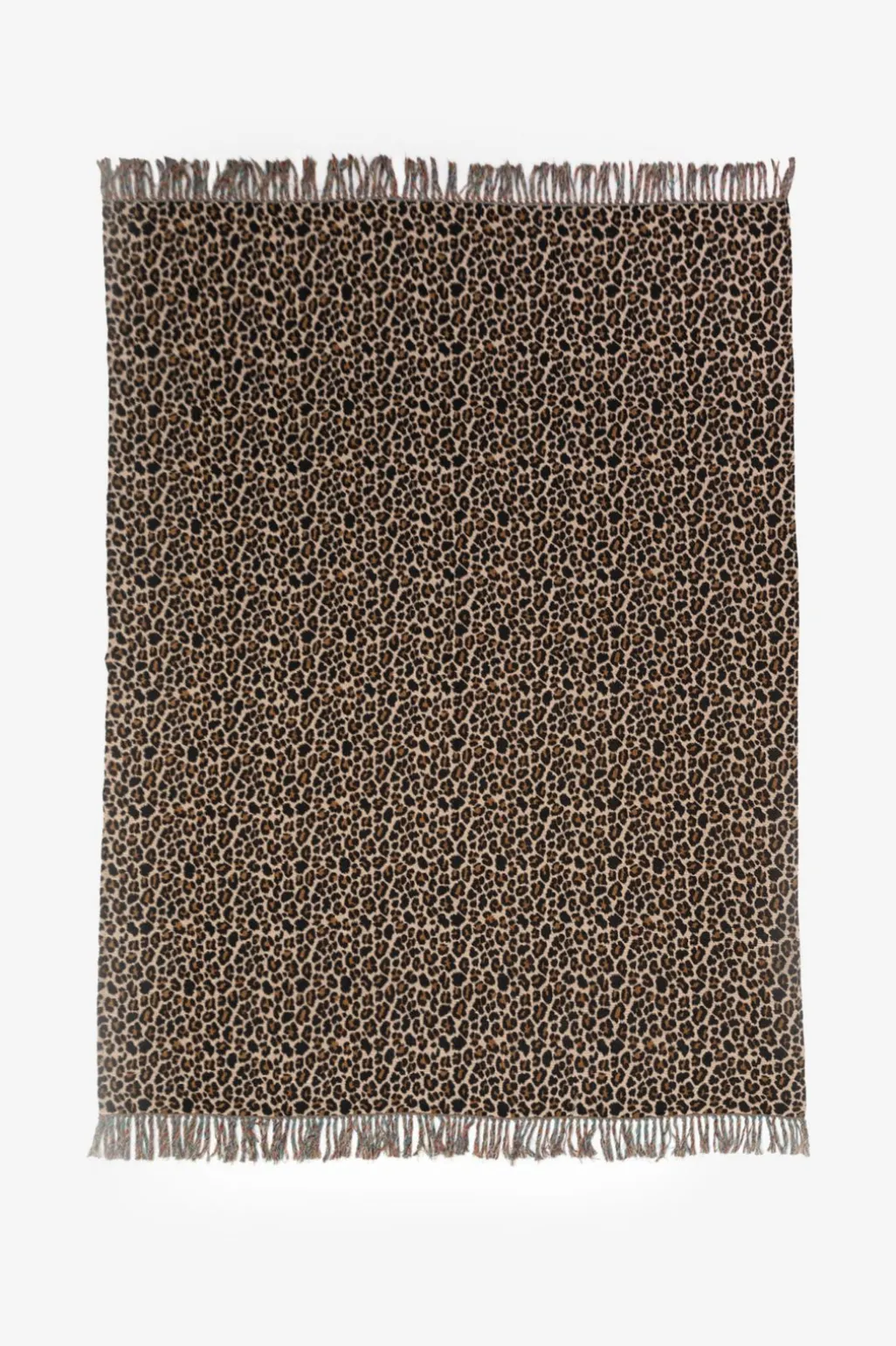 Bruine jacquard geweven sprei met leopard print (200x250 CM)