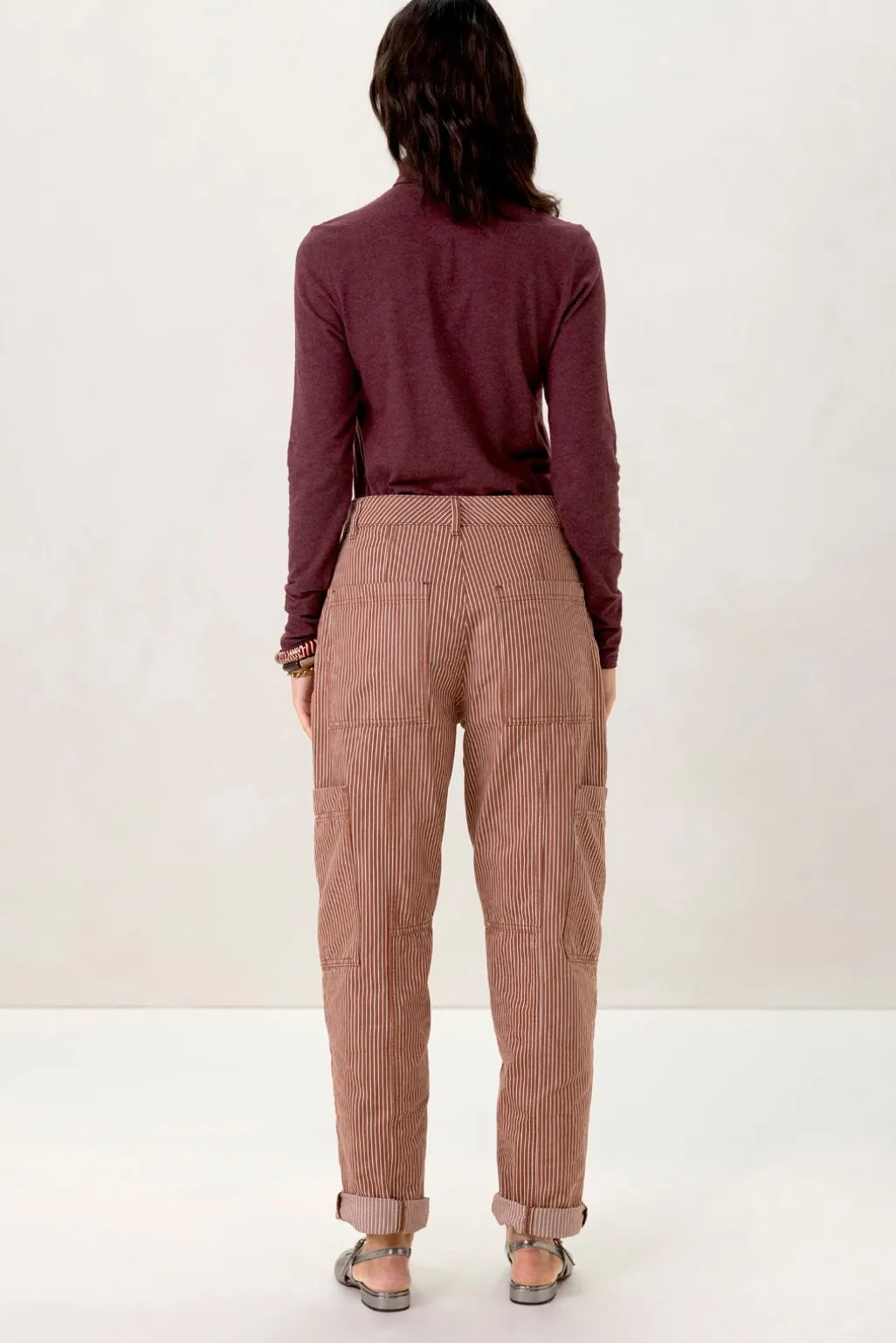 Bruine jersey top met turtle neck