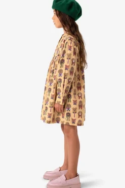 Bruine jurk met hondenprint