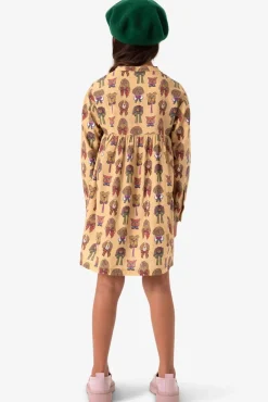 Bruine jurk met hondenprint