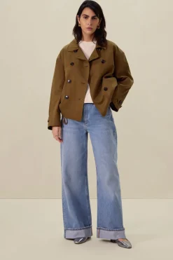 Bruine korte trenchcoat