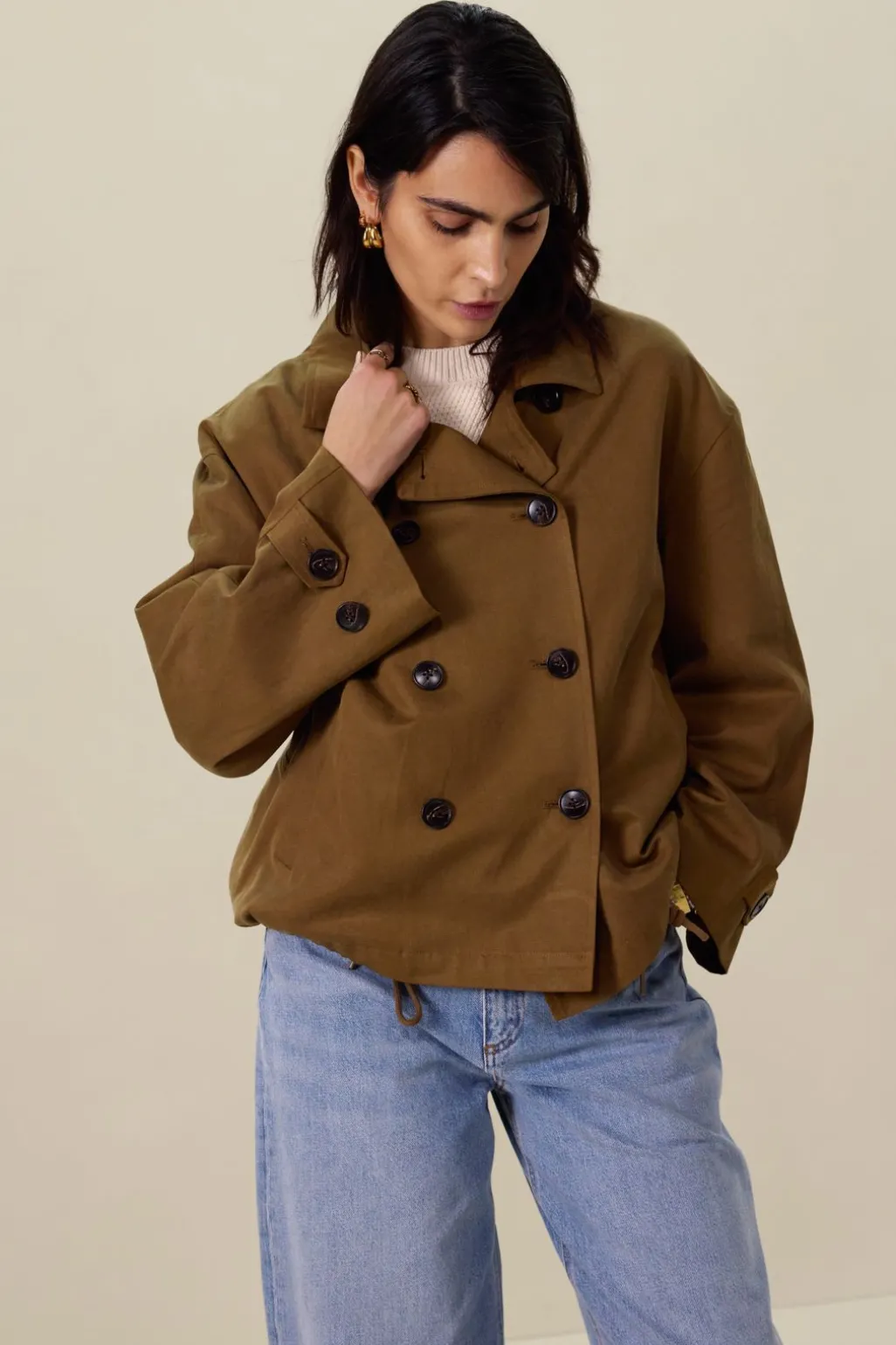 Bruine korte trenchcoat
