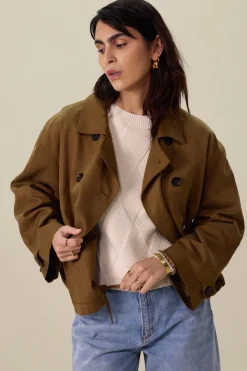 Bruine korte trenchcoat