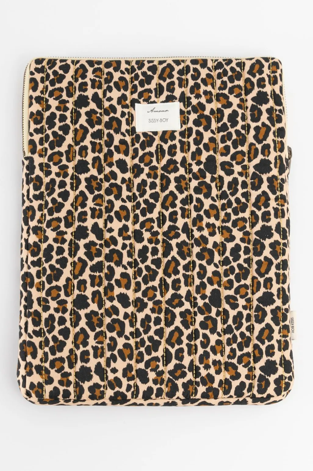 Bruine laptophoes met leopard print