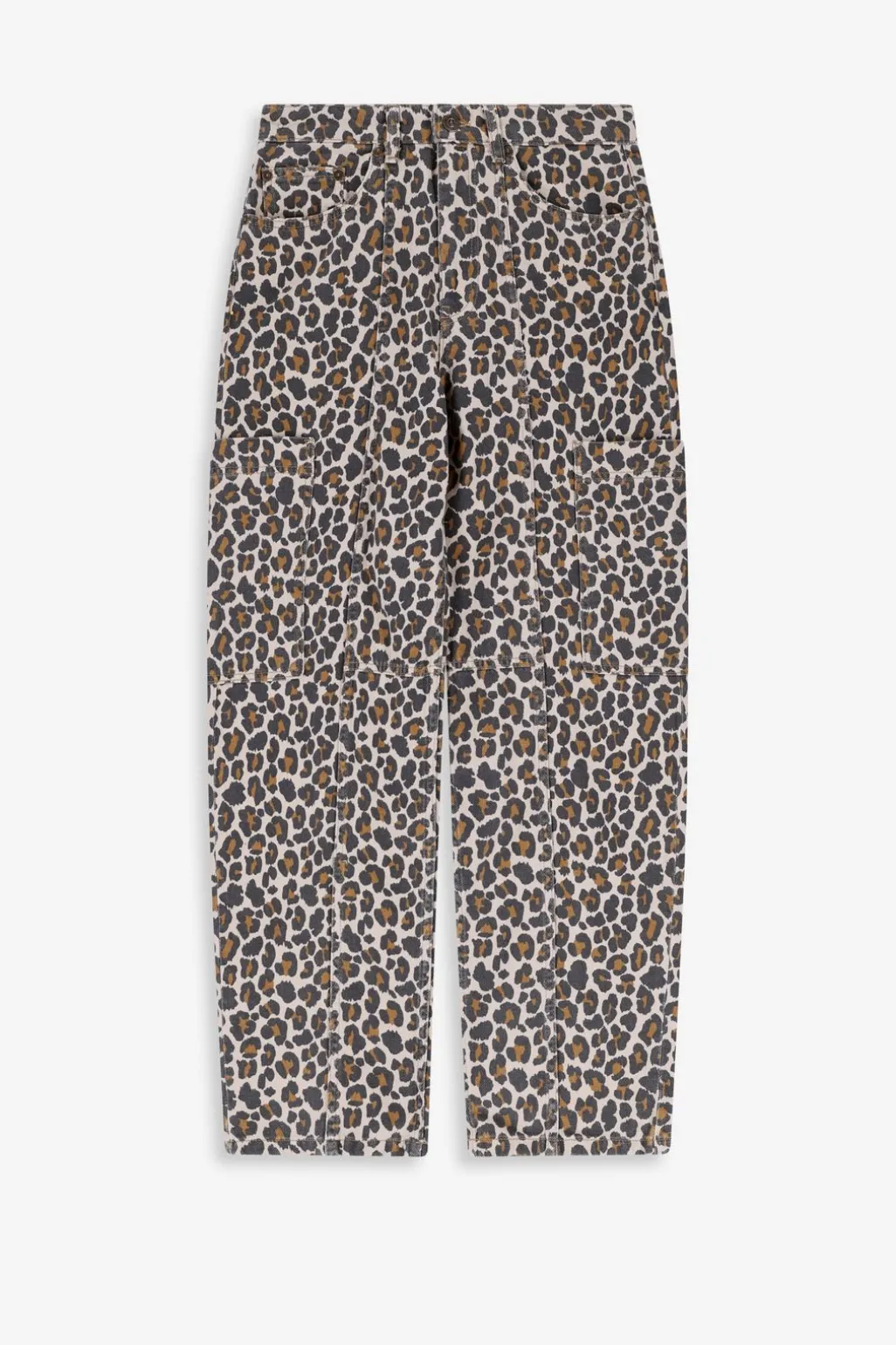 Bruine mid waist balloon leg jeans met leopard print