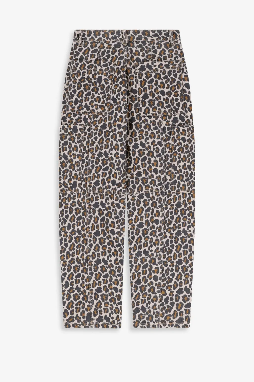 Bruine mid waist balloon leg jeans met leopard print