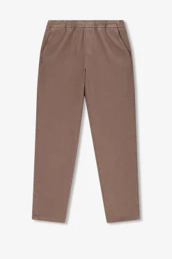 Bruine mid-rise chino met elastische taille