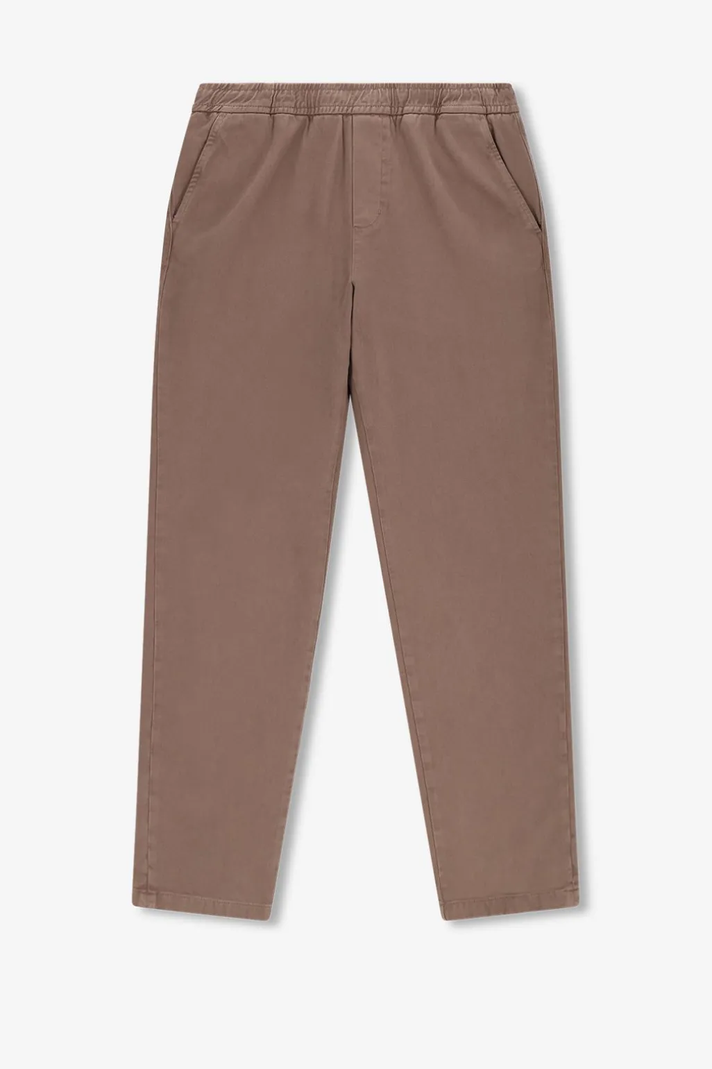Bruine mid-rise chino met elastische taille