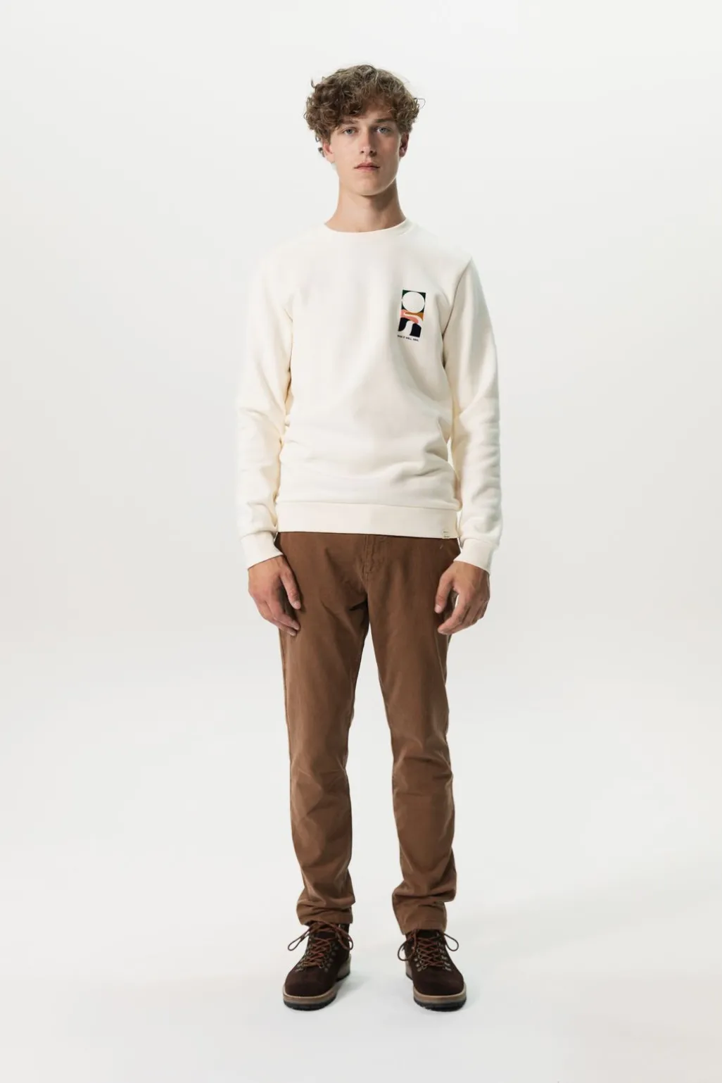 Bruine mid-rise katoenen chino