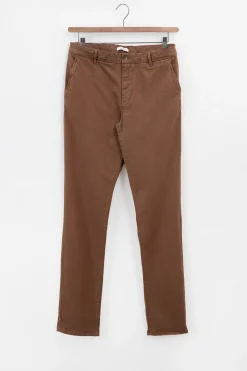 Bruine mid-rise katoenen chino