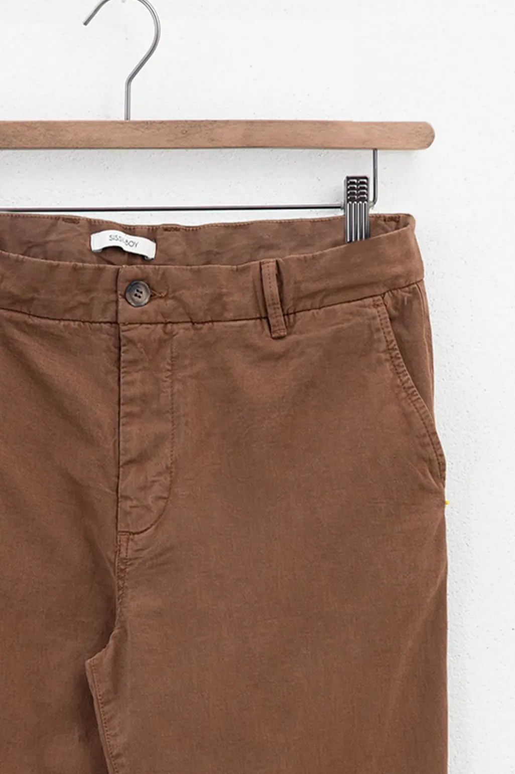 Bruine mid-rise katoenen chino