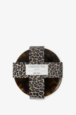 Bruine onderzetters met leopard print