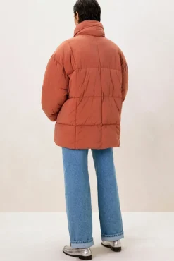 Bruine quilted puffer jas