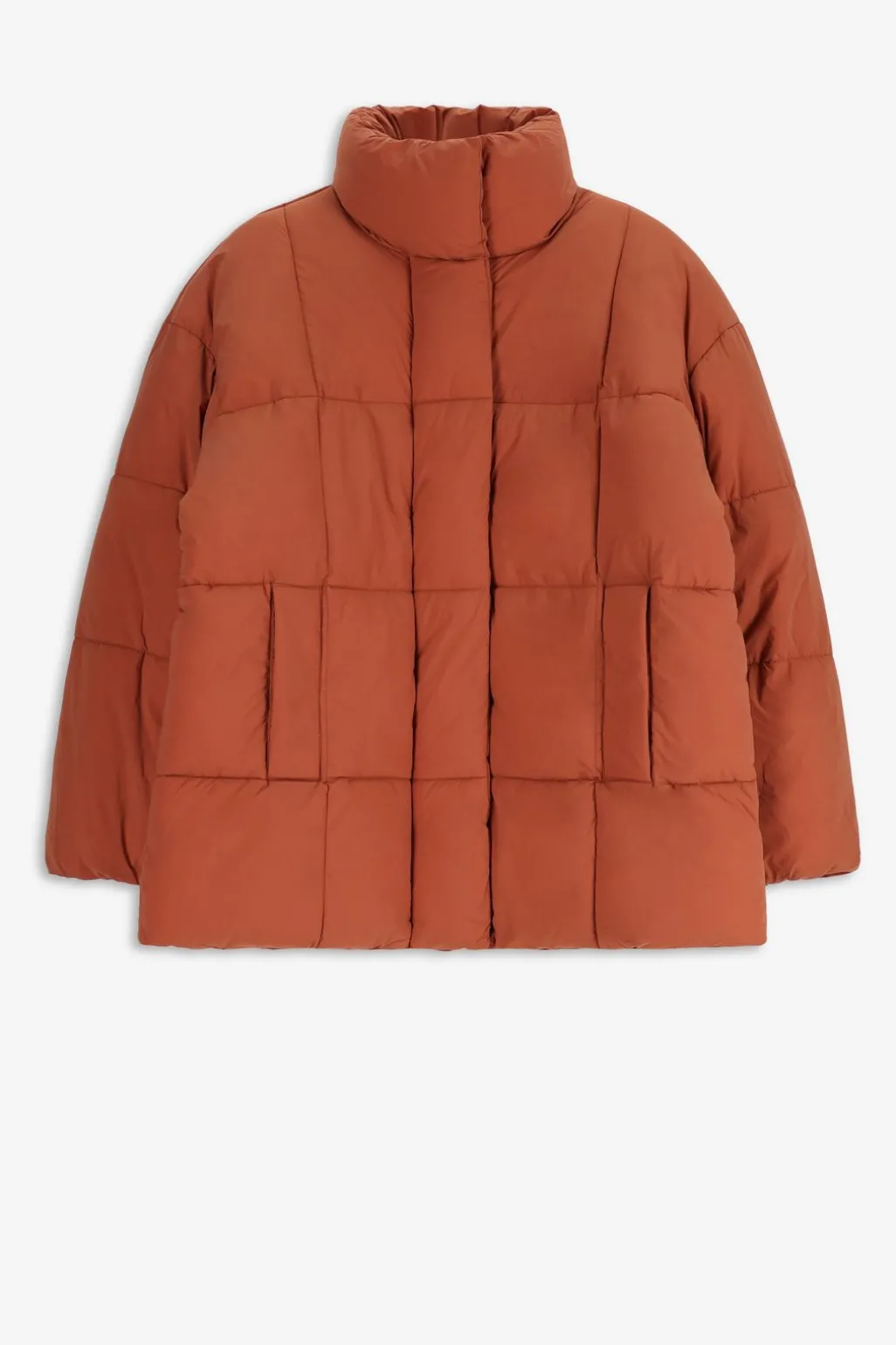 Bruine quilted puffer jas