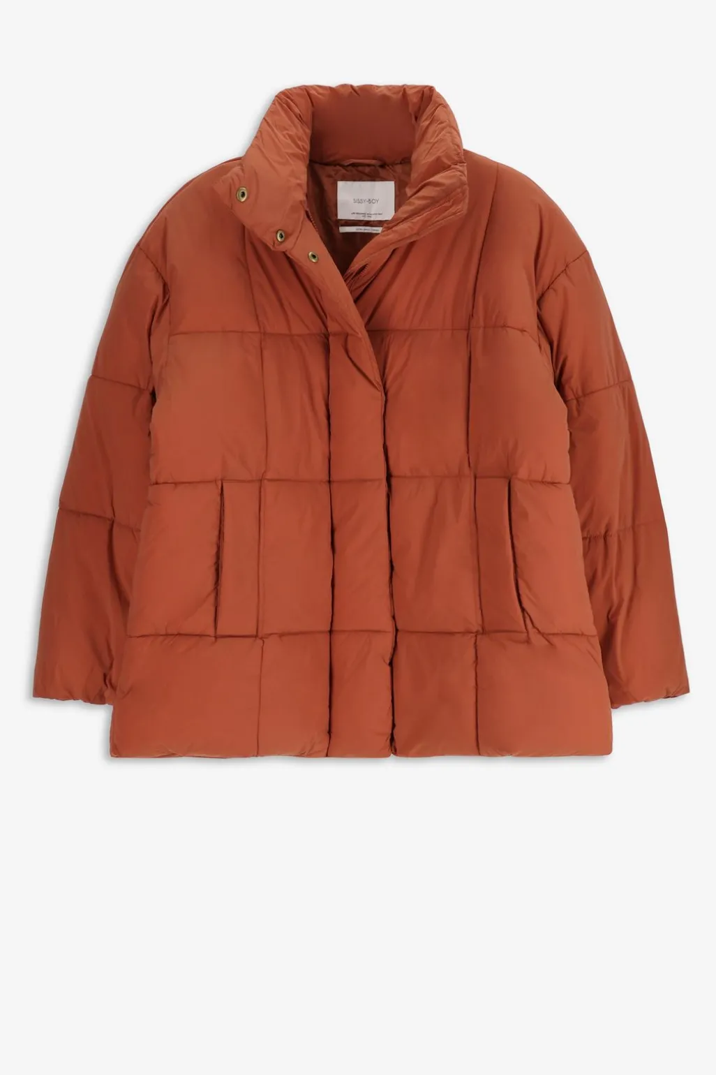 Bruine quilted puffer jas