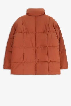 Bruine quilted puffer jas