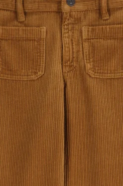 Bruine ribcord straight leg broek