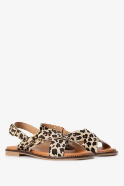 Bruine sandalen met leopard print