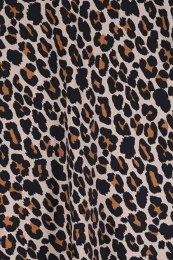 Bruine satijnen rok met leopard print