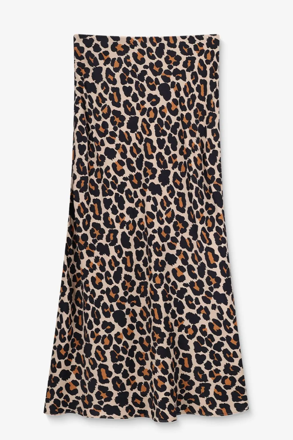 Bruine satijnen rok met leopard print