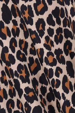 Bruine satijnen rok met leopard print