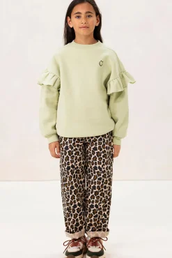 Bruine straight leg jeans met leopard print
