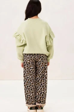 Bruine straight leg jeans met leopard print