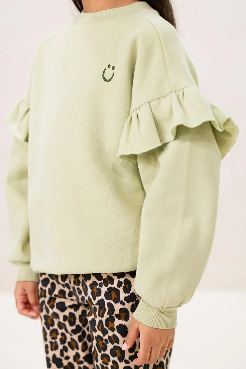 Bruine straight leg jeans met leopard print