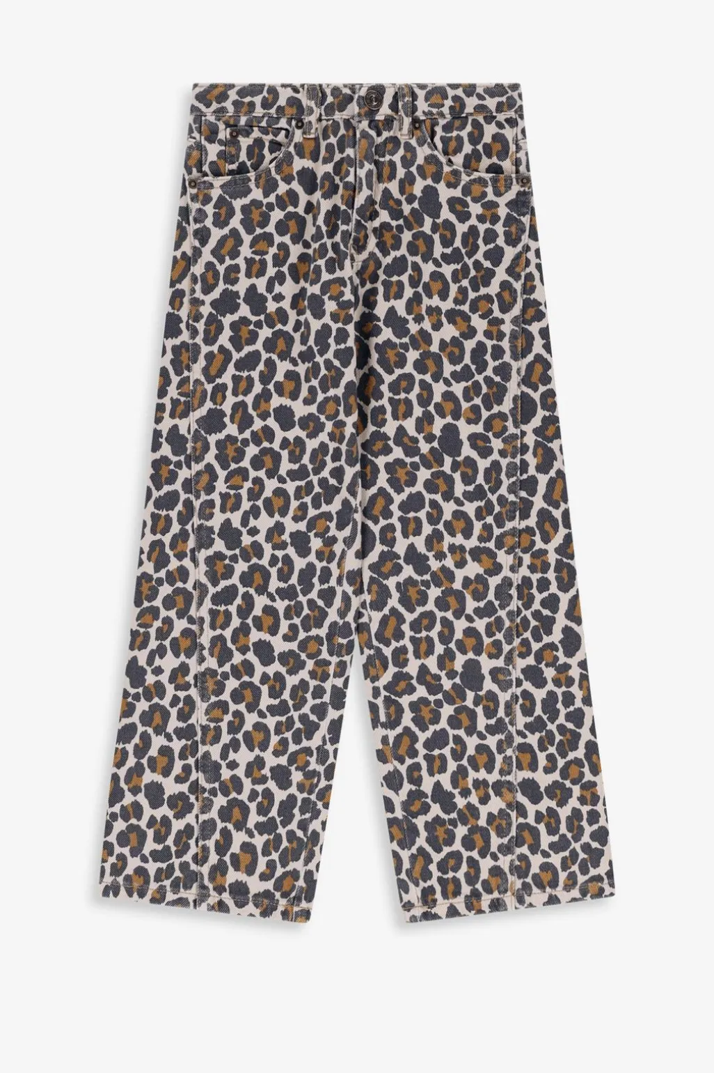 Bruine straight leg jeans met leopard print