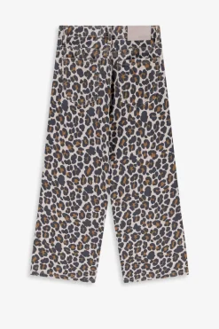 Bruine straight leg jeans met leopard print