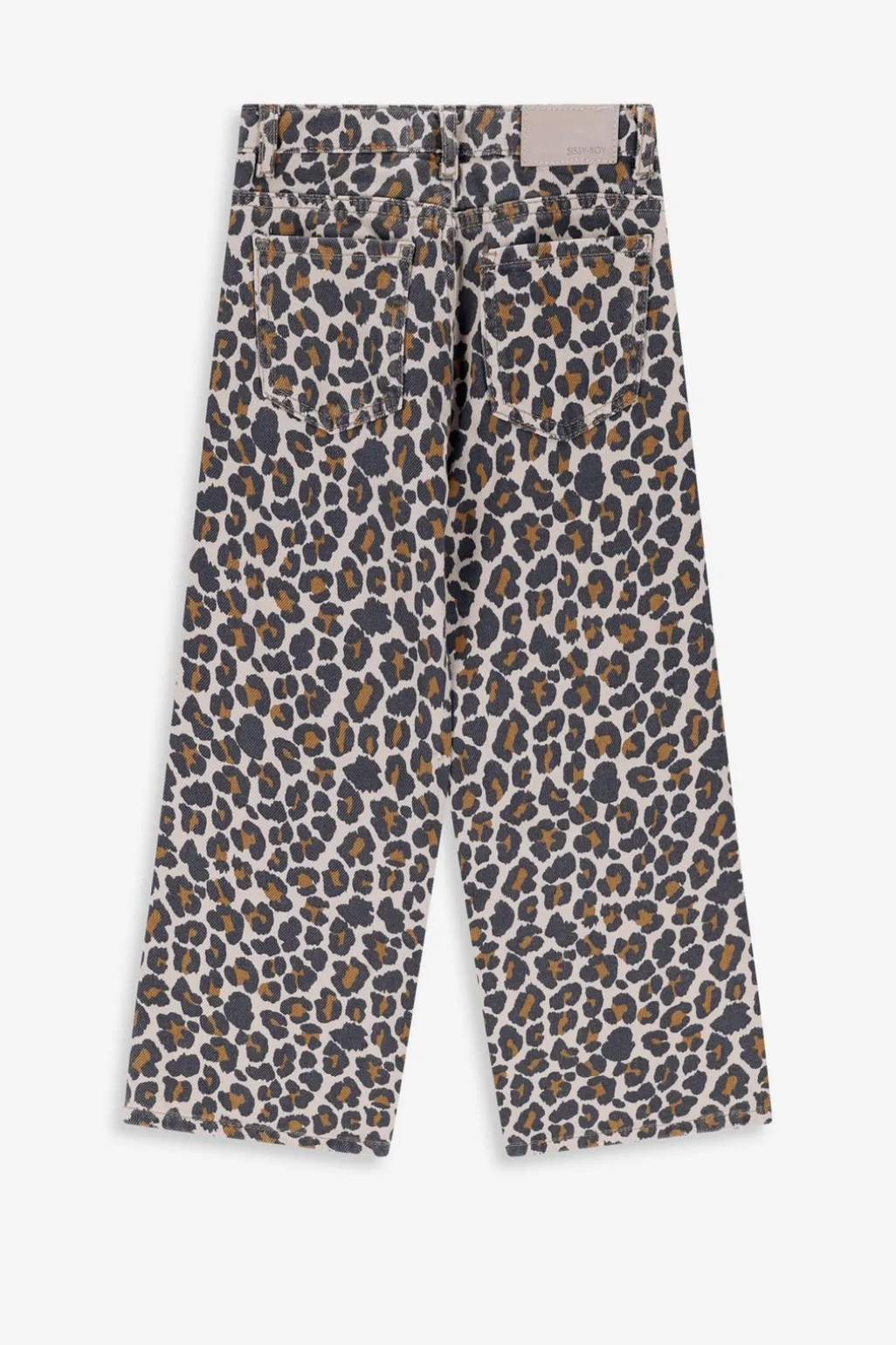 Bruine straight leg jeans met leopard print