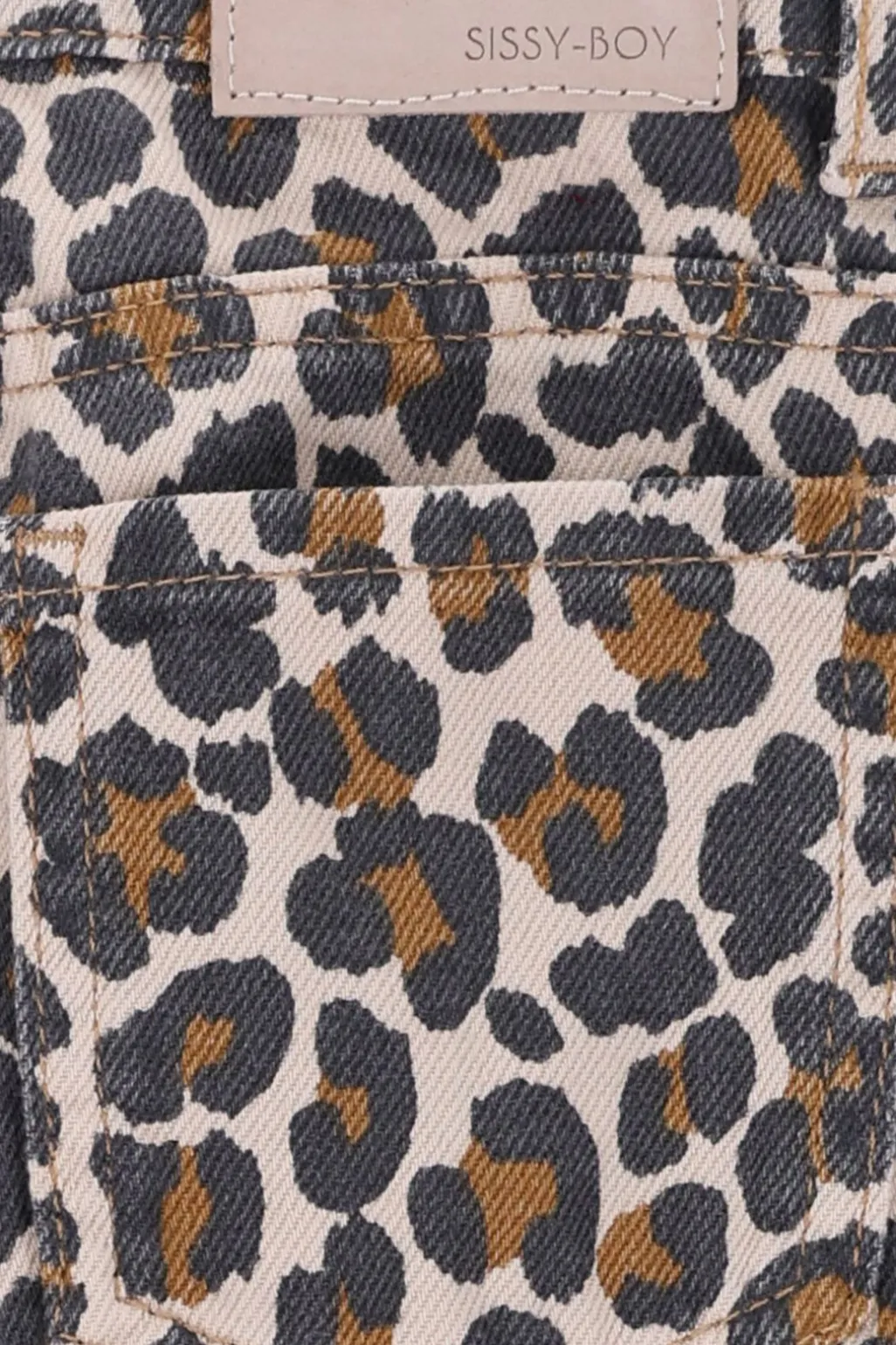 Bruine straight leg jeans met leopard print