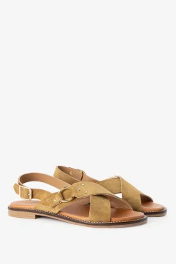 Bruine suède sandalen