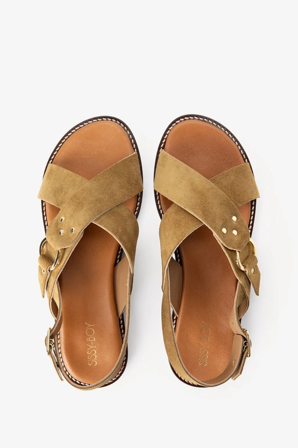 Bruine suède sandalen