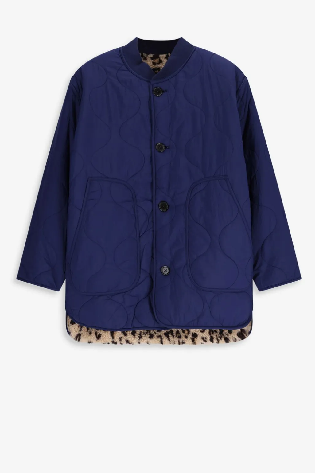 Bruine teddy jas met leopard print