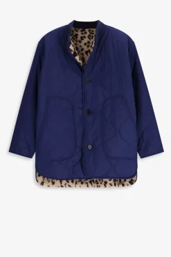 Bruine teddy jas met leopard print