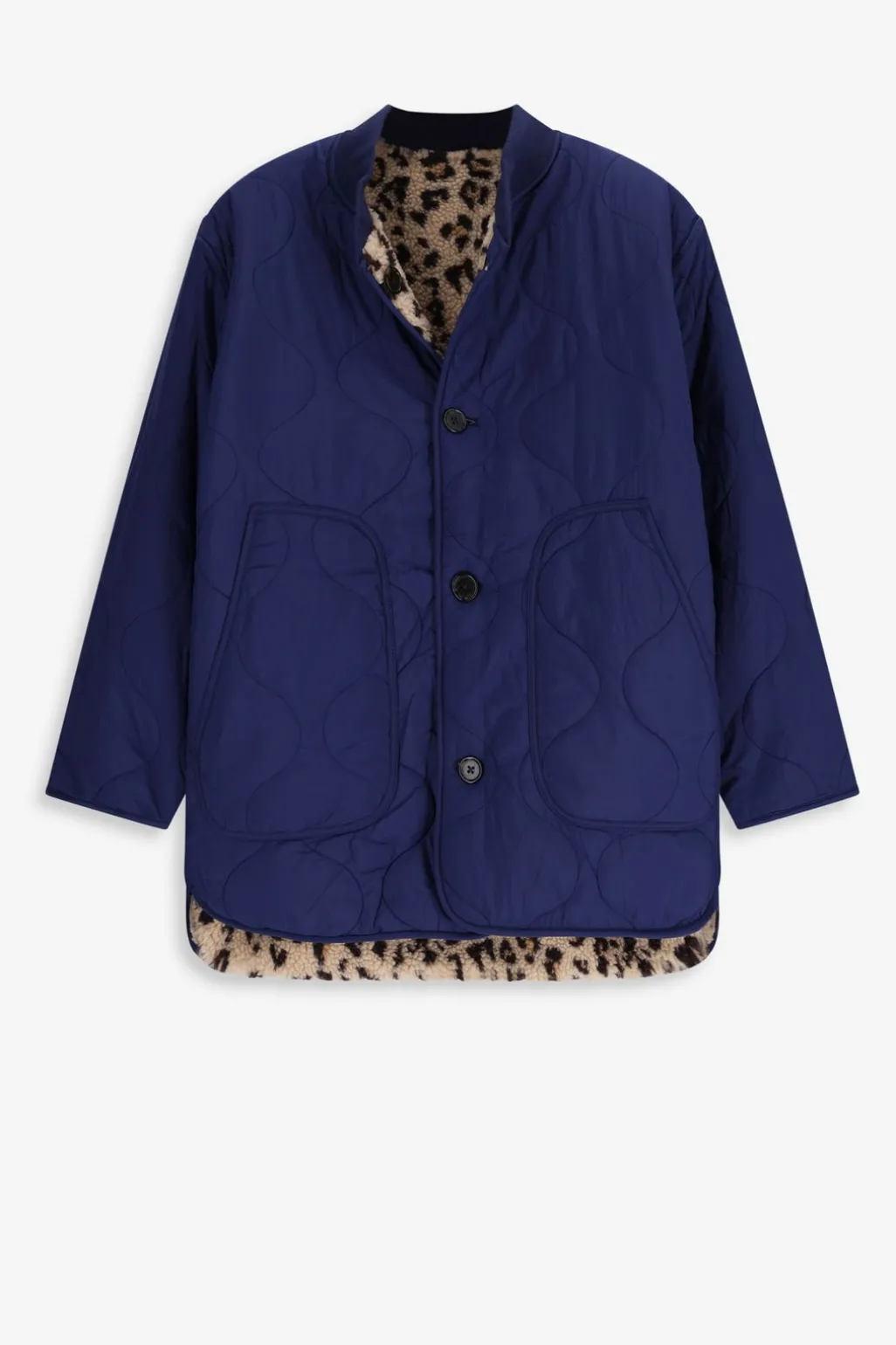 Bruine teddy jas met leopard print