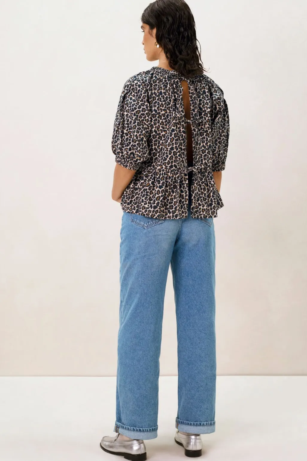 Bruine top met leopard print