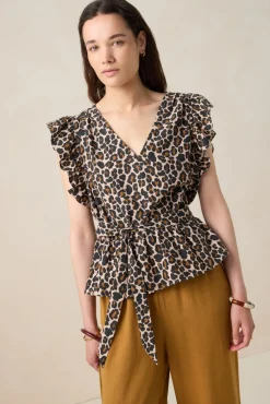 Bruine top met leopard print