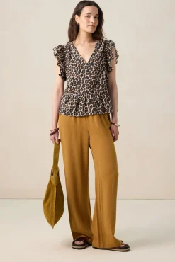 Bruine top met leopard print