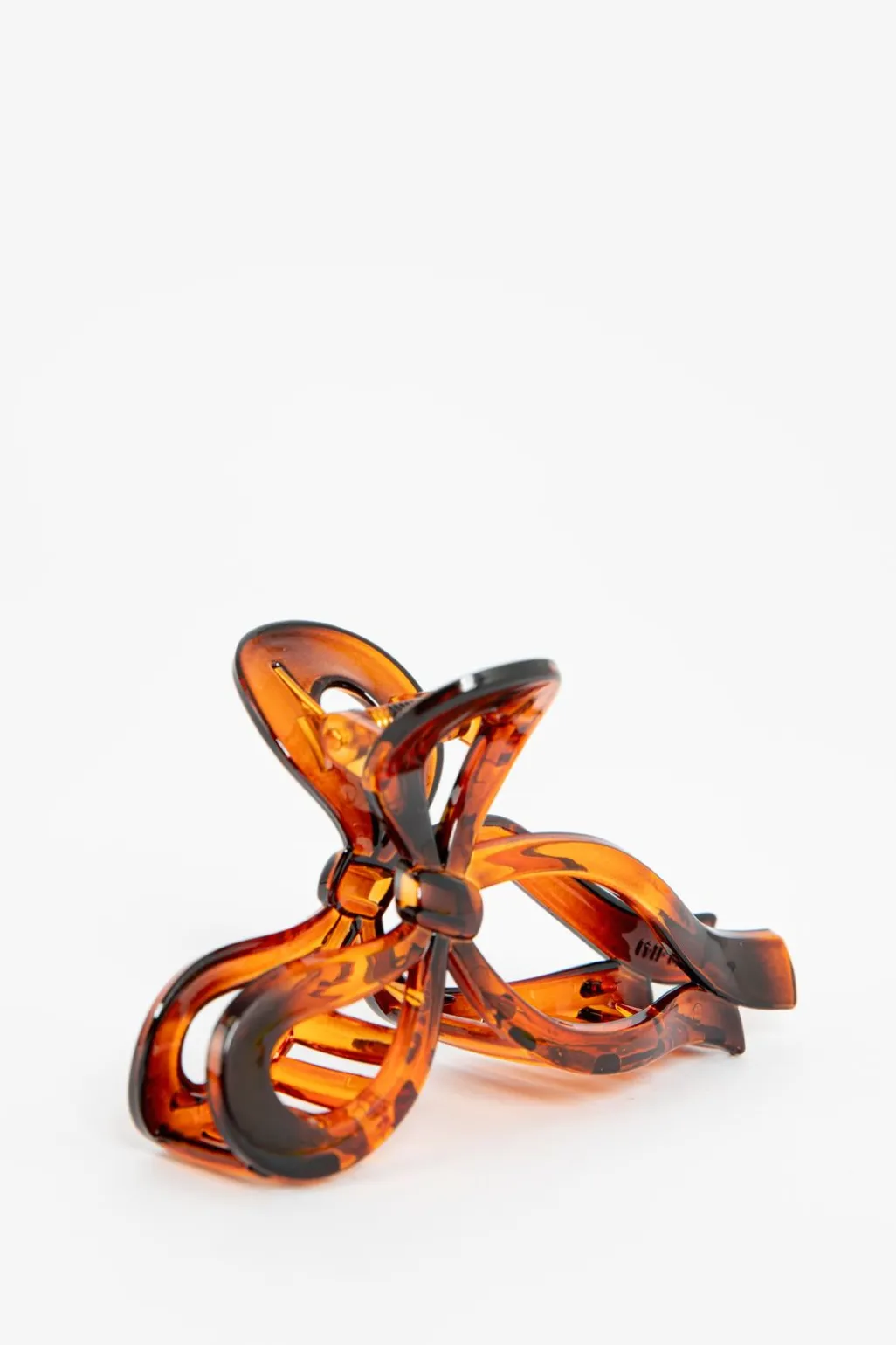 Bruine tortoise haarklem met strik