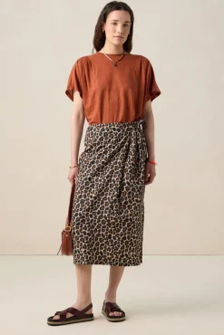 Bruine wikkelrok met leopard print