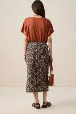 Bruine wikkelrok met leopard print