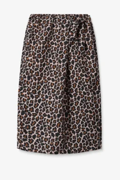 Bruine wikkelrok met leopard print