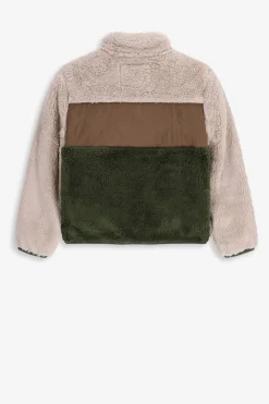 Colourblock jas met faux fur